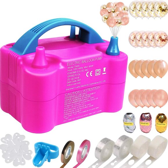 Electric Balloon Pump, Portable Dual Nozzle Blower Pump Inflator, Balloon Air Pu - Picture 1 of 9
